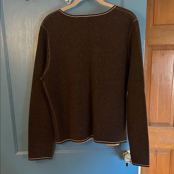 Women's Brown Wool Cardigan - Picture 4 of 9